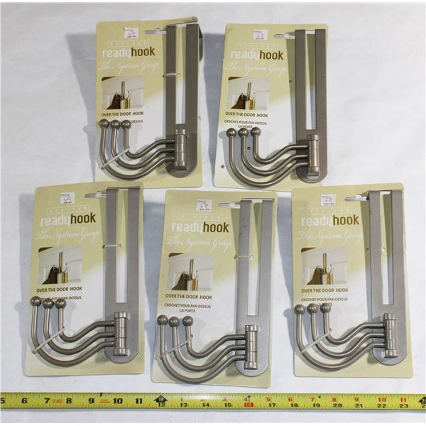 LOT OF FIVE OVER THE DOOR A SWIVEL HOOKS