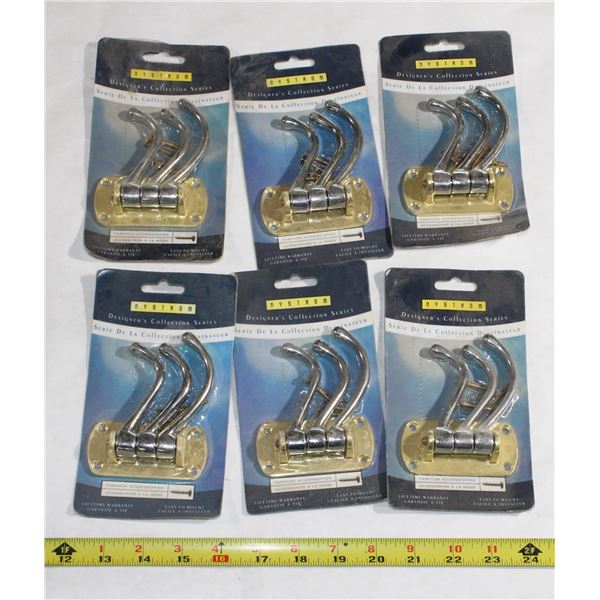 LOT OF SWIVEL HOOKS, CHROME AND BRASS FINISH