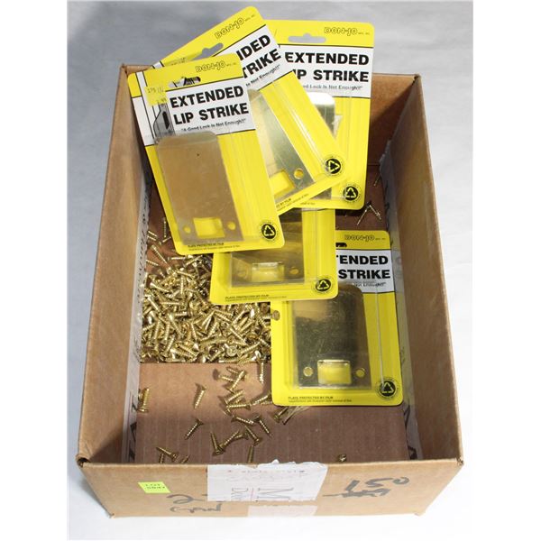 BOX OF EXTENDED LIP STRIKES AND MATCHING SCREWS