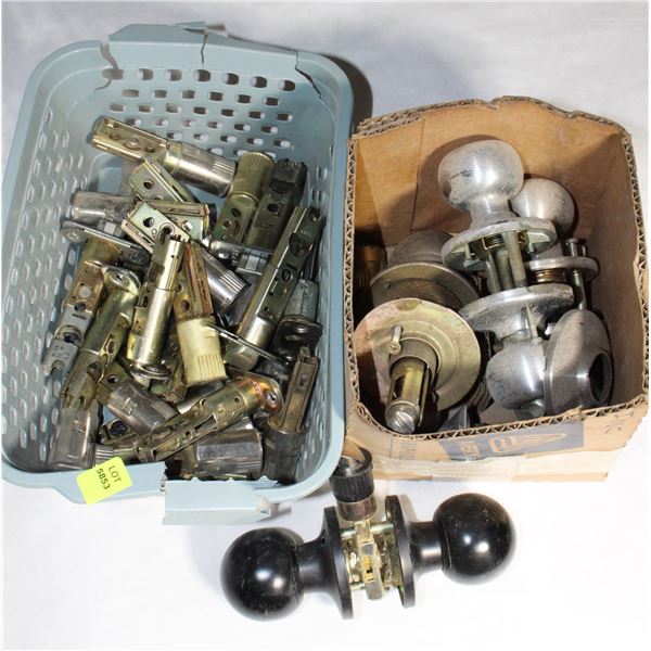 LOT OF ASSORTED DOOR KNOB PARTS AND PIECES
