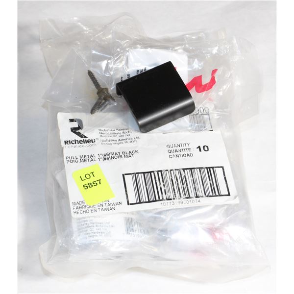 BAG OF 1" METAL PULL #6 MAT BLACK, MARKED 10