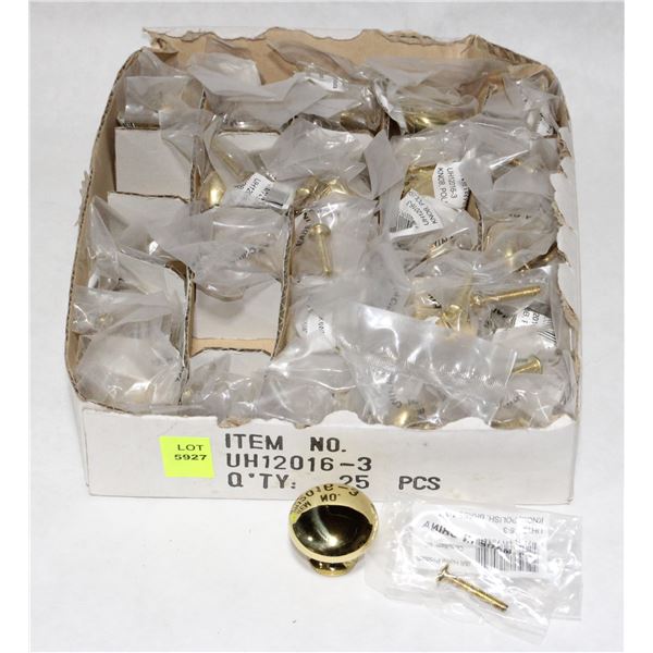 BOX OF POLISHED BRASS FINISH CABINET KNOBS 1-1/4"