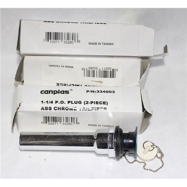 LOT OF THREE CANPLAS 1-1/4" P.O. PLUG 2 PIECE ABS