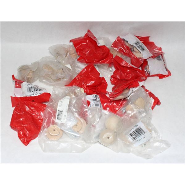 TRAY OF HARDWOOD ROUND CABINET KNOBS 1-1/2"