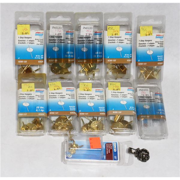 LOT OF 1 STEP HANGERS AND ONE PACK OF CUP HOOKS