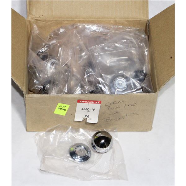BOX OF CHROME BALL CABINET KNOBS WITH BACKPLATE