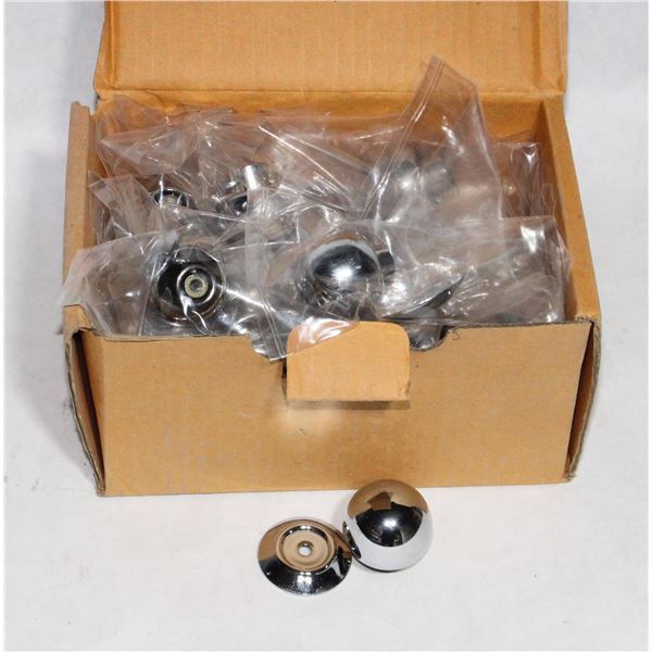 BOX OF CHROME FINISH CABINET KNOBS WITH BACKING