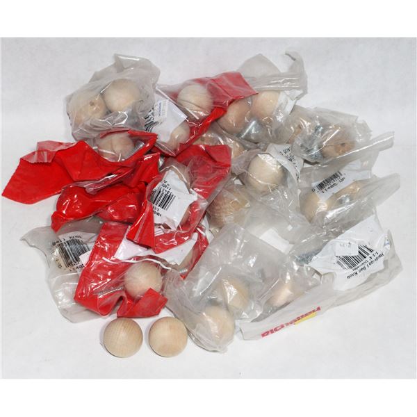 FLAT OF ASSORTED WOOD BALL CABINET KNOBS