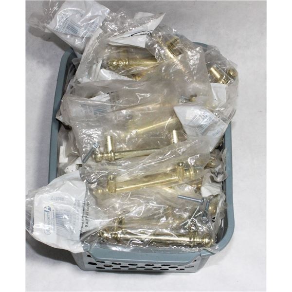 TRAY OF BRASS FINISH CABINET PULLS