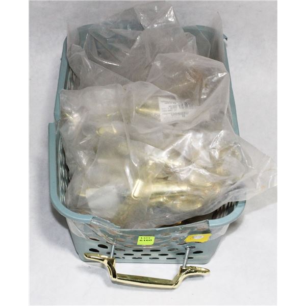 TRAY OF BRASS FINISH CABINET PULLS