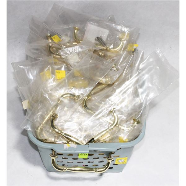 TRAY OF BRASS FINISH CABINET PULLS