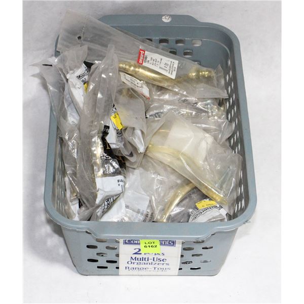 TRAY OF BRASS FINISH CABINET PULLS