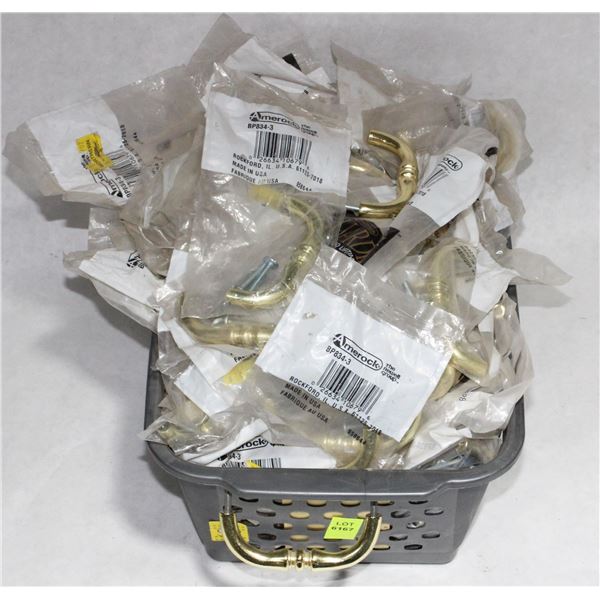 TRAY OF GOLD FINISH CABINET PULLS