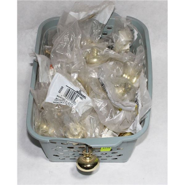 TRAY OF BRASS FINISH CABINET KNOBS