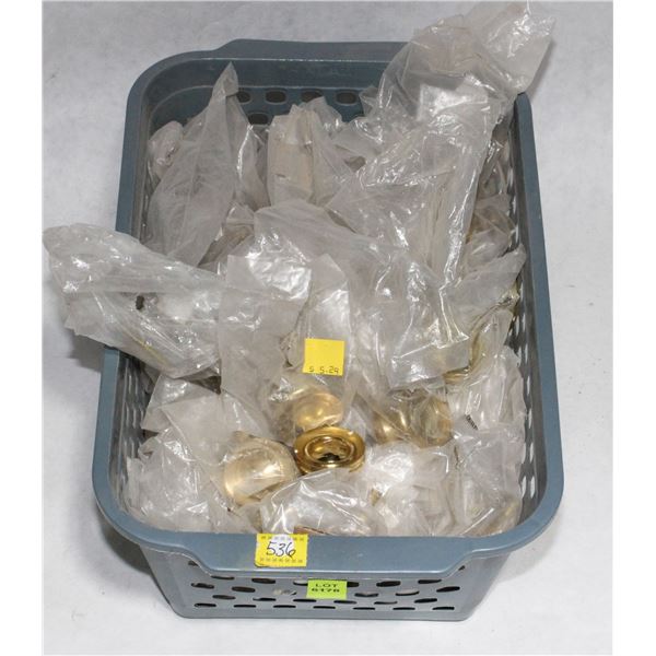 TRAY OF BRASS FINISH CABINET KNOBS
