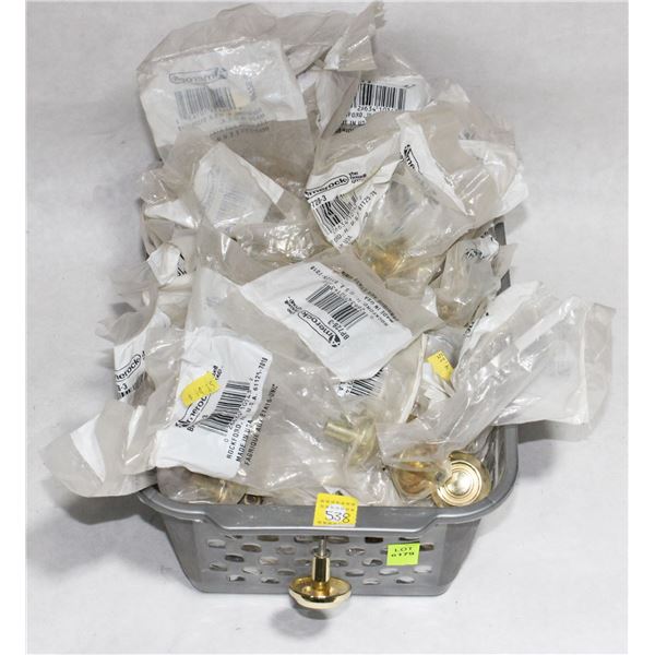 TRAY OF GOLD FINISH CABINET KNOBS
