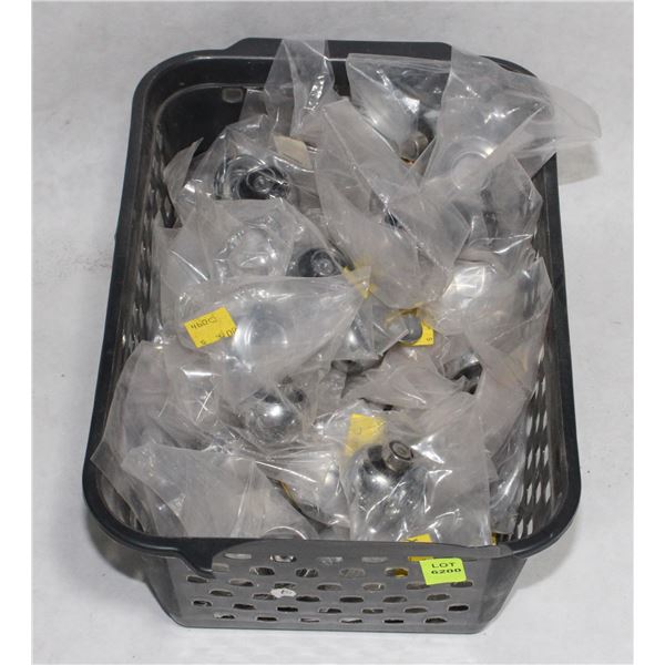 TRAY OF CHROME FINISH CABINET KNOBS
