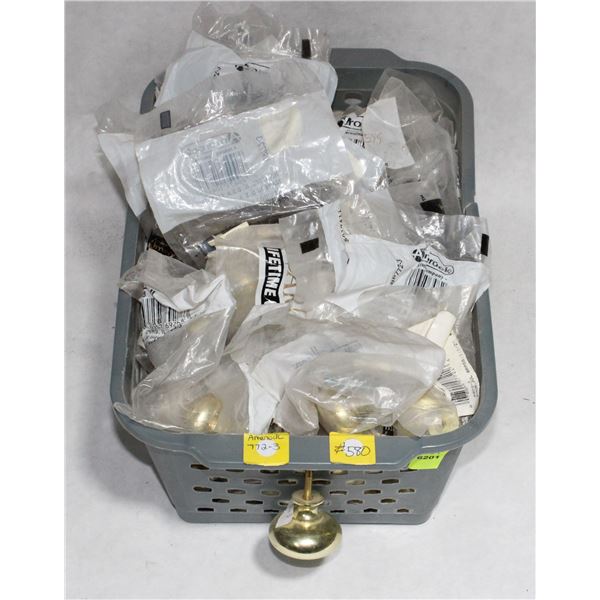TRAY OF BRASS FINISH CABINET KNOBS