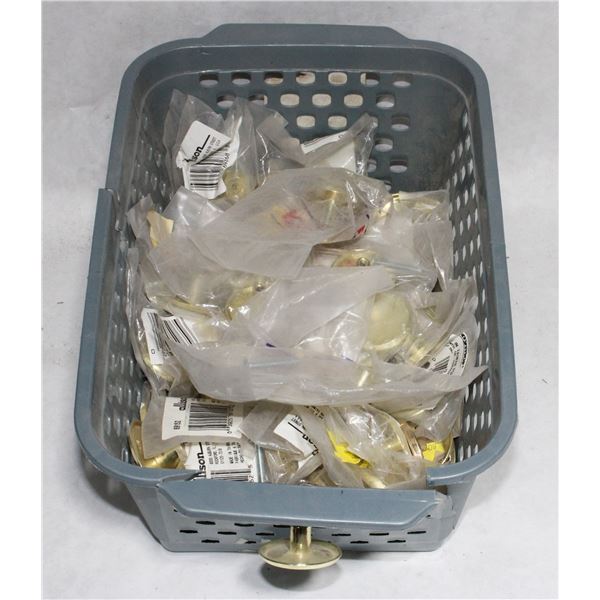 TRAY OF BRASS FINISH CABINET KNOBS
