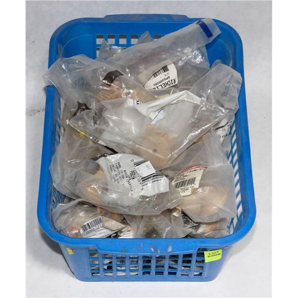 TRAY OF SQUARE WOOD CABINET KNOBS