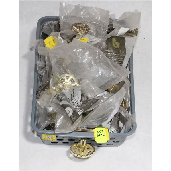 TRAY OF BRASS FINISH CABINET KNOBS