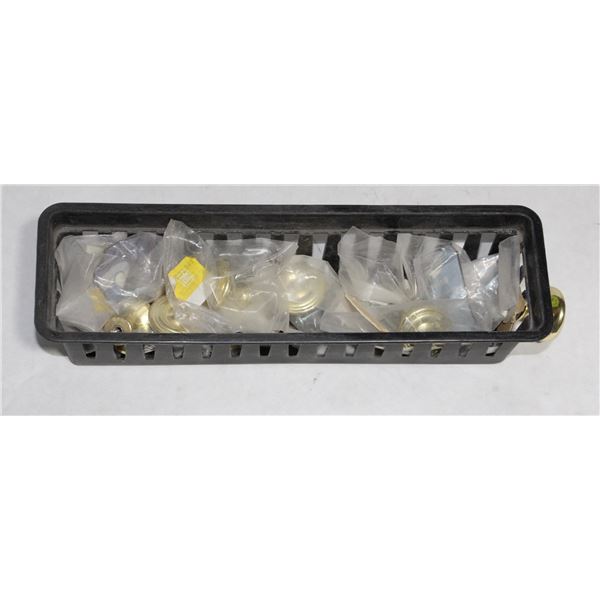 TRAY OF BRASS FINISH CABINET PULLS