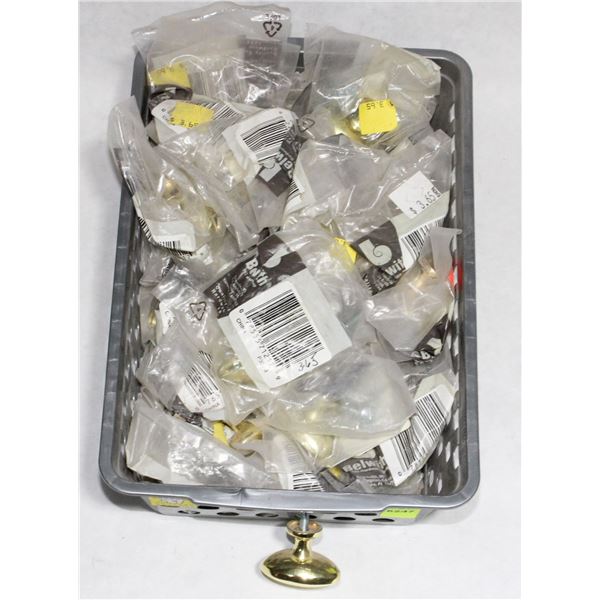 TRAY OF GOLD FINISH CABINET KNOBS