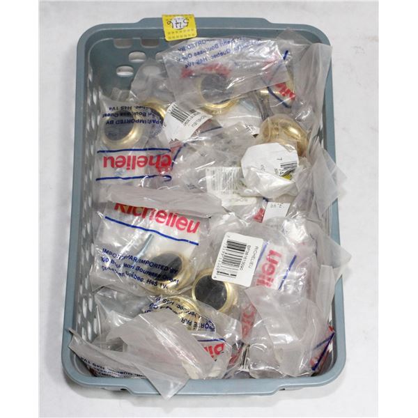 TRAY OF GOLD AND BLACK FINISH CABINET KNOBS