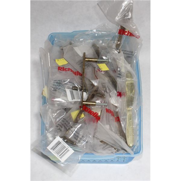 TRAY OF BRASS FINISH CABINET PULLS