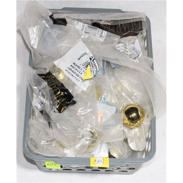 TRAY OF BRASS FINISH CABINET KNOBS