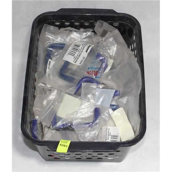 TRAY OF BLUE CABINET PULLS