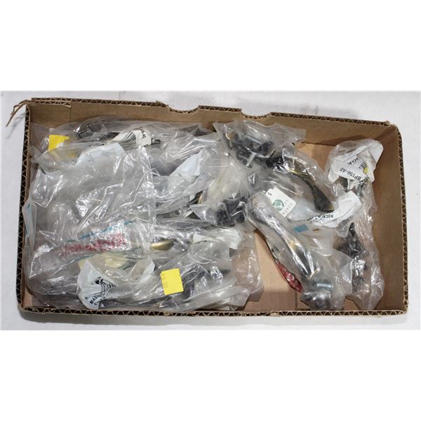 TRAY OF BRASS FINISH CABINET PULLS