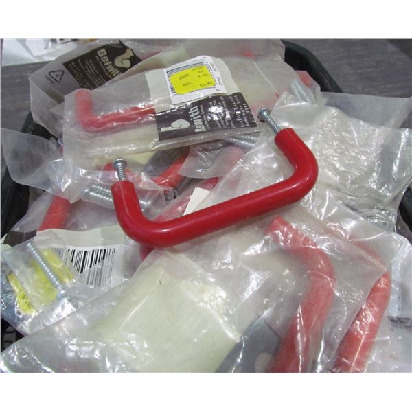 RED PLASTIC CABINET PULLS