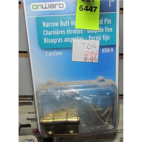 LOT OF NARROW BUTT HINGES