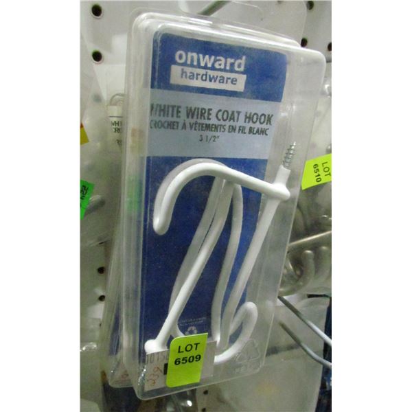 LOT OF WHITE WIRE COAT HOOKS
