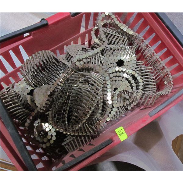 BASKET OF COIL ROOFING NAILS