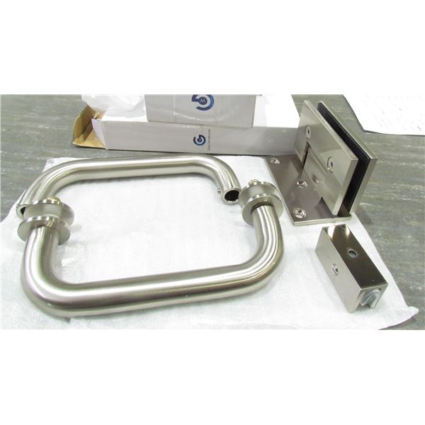 GLASS DOOR HANDLE AND HINGE SET