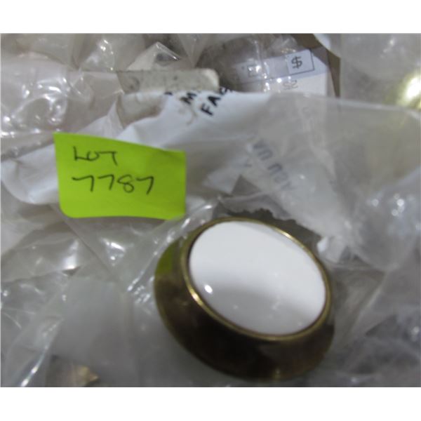 ANTIQUE BRASS AND BONE KNOBS