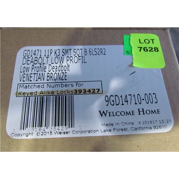 WEISER DEAD BOLT VENETIAN BRONZE KEY#393427