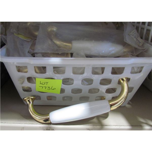 WHITE WITH BRASS PULLS 3 3/4