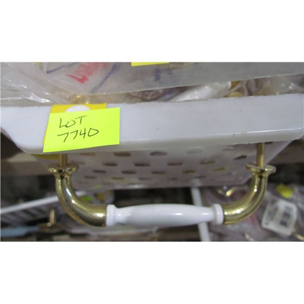 WHITE WITH BRASS PULLS 3 3/4