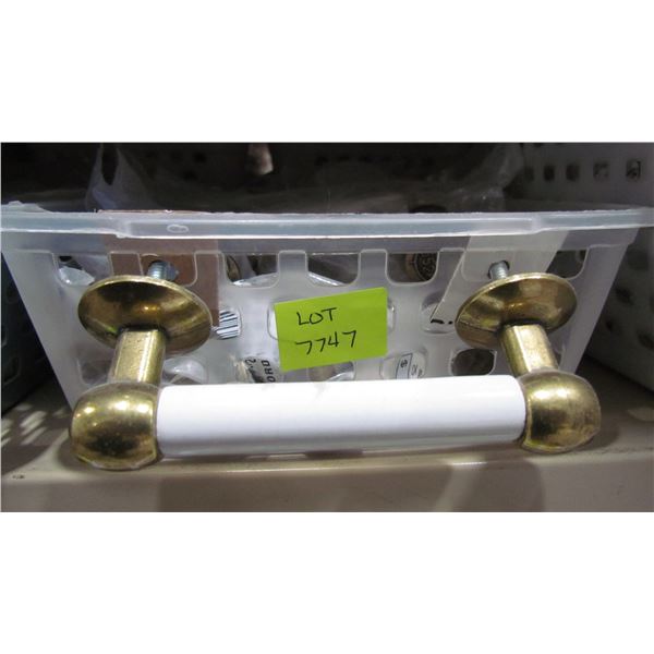 WHITE WITH ANTIQUE BRASS PULLS 3"