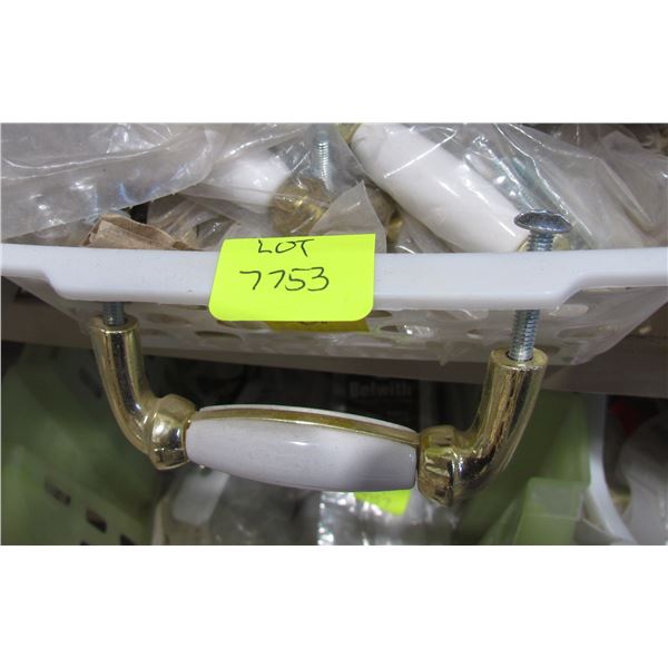 3" WHITE AND BRASS PORCELAIN PULLS