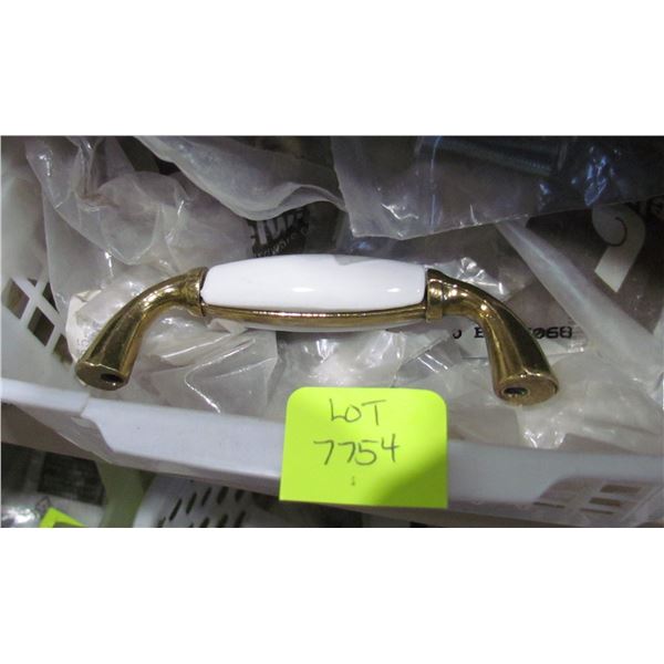 3" WHITE PORCELAIN/ANTIQUE BRASS PULLS