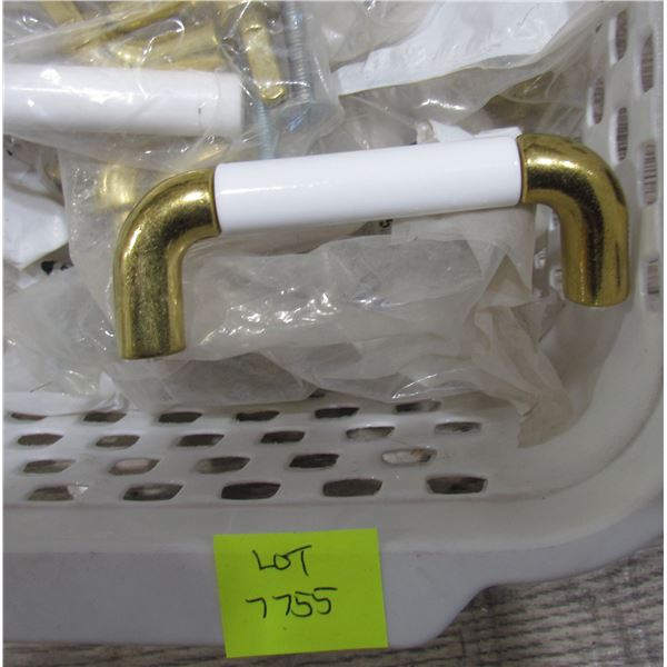 3" BRASS WITH WHITE INSET PULLS