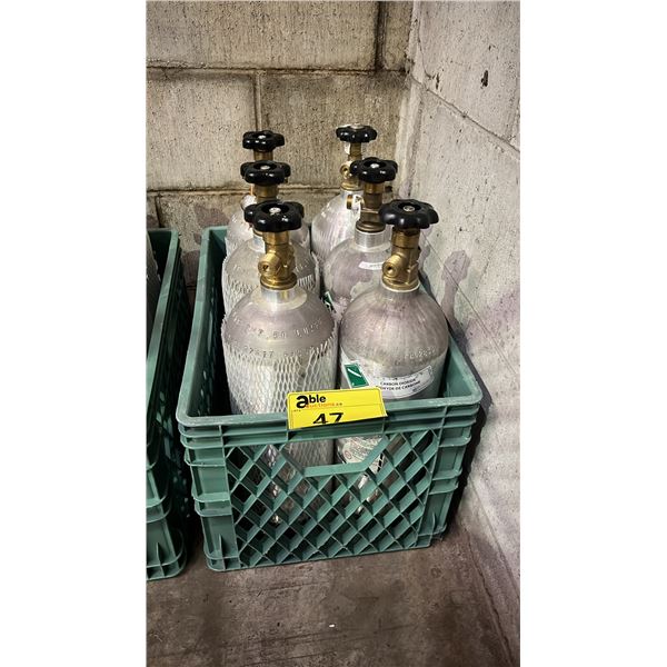 (6) CARALINA CYLINDERS ALUMINUM LIQUEFIED GAS CYLINDERS 17.5"H