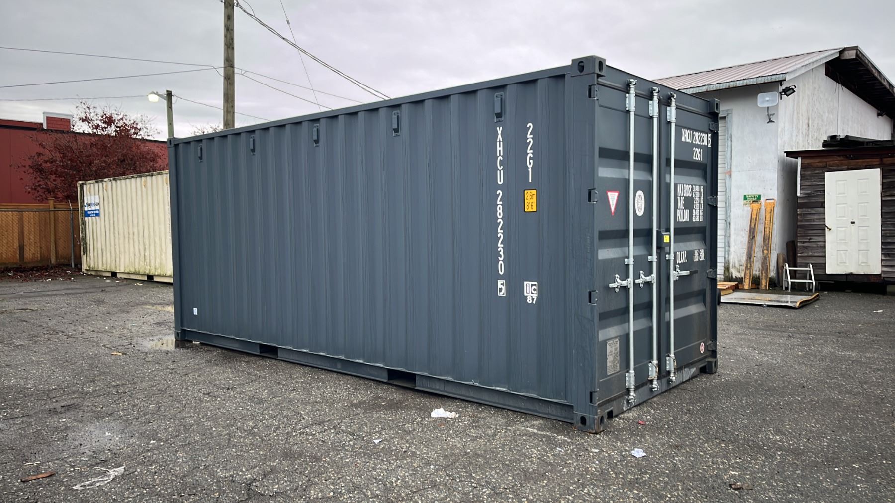 Container One Gray 20FT DARK GREY SHIPPING CONTAINER WITH FRONT DOUBLE CAM LOCK DOOR 8'6 ...