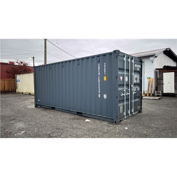 20FT DARK GREY SHIPPING CONTAINER WITH FRONT DOUBLE CAM LOCK DOOR 8'6" X 8' X 20' XHCU282230