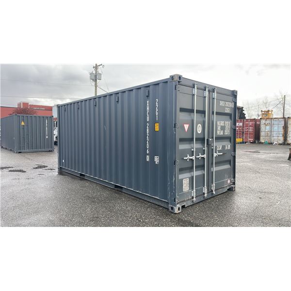 20FT DARK GREY SHIPPING CONTAINER WITH FRONT DOUBLE CAM LOCK DOOR 8'6" X 8' X 20' XHCU282206