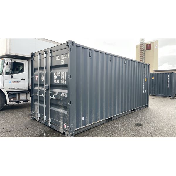 20FT DARK GREY SHIPPING CONTAINER WITH FRONT DOUBLE CAM LOCK DOOR 8'6" X 8' X 20' XHCU282221